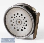 Hardy Bros England 3 1/8” perfect trout alloy fly reel with smooth brass foot, rim tensioner,