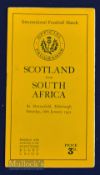 1932 Scarce Scotland v S Africa Rugby Programme: As if produced yesterday, not c.90 years ago, the
