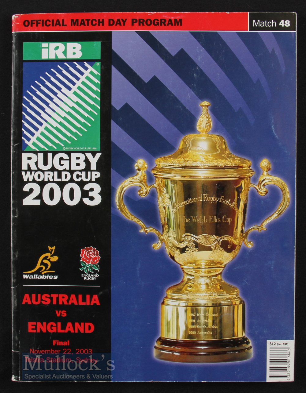 2003 Rugby World Cup Final Rugby Programme: The ever-popular very thick A4 programme from Sydney’s