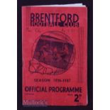 1936/37 Brentford v Manchester City (Champions) Div. 1, 3 April 1937 creased, has wear.