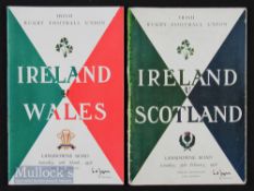 1956 Ireland Home Rugby Programmes (2): Issues v Scotland (won 14-10) and champions Wales, who