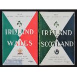 1956 Ireland Home Rugby Programmes (2): Issues v Scotland (won 14-10) and champions Wales, who