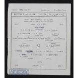 1943/44 War League West Cup Lovells Athletic v Cardiff City 15 April single sheet. Pencil team