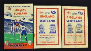 England international home football programmes 1949 Scotland (souvenir) 4 page card (creased),