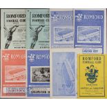 Selection of Romford home match programmes to include 1951/52 Tottenham Hotspur ‘A’ East Anglian Cup