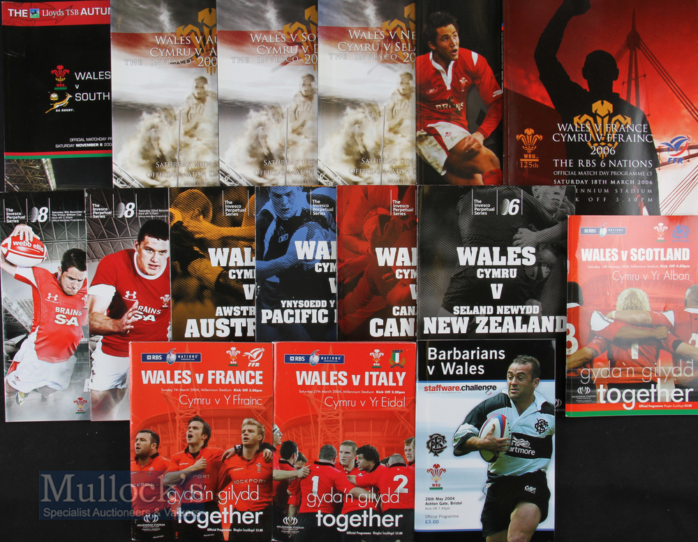 Wales Home Rugby Programmes 2004-06 & Autumn 2008 (16): Missing most Autumn Tests 2004 and England