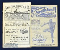 1947/48 Wolverhampton Wanderers away match programmes v Grimsby Town, v Preston NE (2) Fair-good.