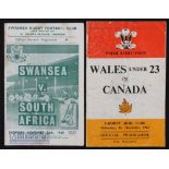 1960s Tourists in Wales Rugby Programmes (2): Swansea v S Africa 1969, a little grubby, good history