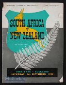 1956 New Zealand v S Africa v Rugby Programme: The final test of the famous tour, with the