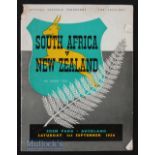 1956 New Zealand v S Africa v Rugby Programme: The final test of the famous tour, with the