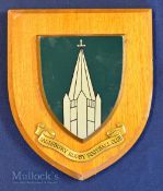 Salisbury RFC Rugby Wall Plaque: Standard wooden decorative shield-shaped club plaque, approx 7” x