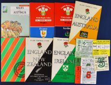 Assorted International Rugby Programmes & Tickets (7): England v Australia 1967 and in the RWC