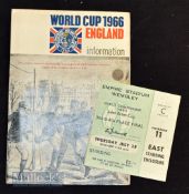 1966 World Cup match ticket July 28 3rd/4th place game Portugal v Russia at Wembley, also 1966 World