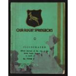 Rare ‘Our Rugby Springboks’ Rugby Book: Ivor Difford’s v scarce and famous account of the 1938