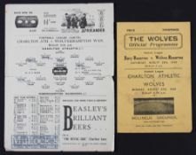 1945/46 Wolverhampton Wanderers v Charlton Athletic 27 August plus Reserves v Bury 25 August (double