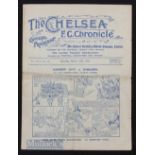 1920/21 Chelsea v Sunderland match programme 12 March 1921 at Stamford Bridge. Folds, small tear