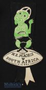 Very Rare NZ Maoris v South Africa 1956 Rugby Favour: approx 9” x 5” stiff card design, attractive