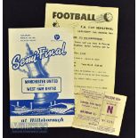 1963/64 FA Cup semi-final football programme West Ham Utd v Manchester Utd; also has match ticket
