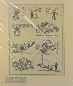 Fougasse Rugby Cartoon Print from ‘Punch’ 1922: Tiny foxing to margin of lovely typical Fougasse ‘