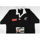 Rare Justin Marshall Matchworn All Black Rugby Jersey: Complete with corroborating embroidered