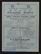 1935/36 Grays Athletic v Harwich & Parkeston FA Amateur Cup 20 October 1935, name on front. Fair-