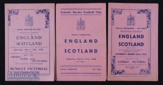 Pre-war England v Scotland amateur international match programmes at Dulwich Hamlet 1935, 1937,