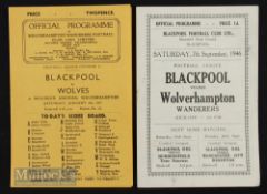 1946/47 Wolverhampton Wanderers v Blackpool (4 January) match programme plus reverse fixture