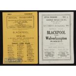 1946/47 Wolverhampton Wanderers v Blackpool (4 January) match programme plus reverse fixture