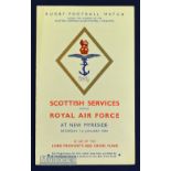 1944 Scarce Scottish Services v RAF Rugby Programme: New Year’s Day 1944 at Myreside, Edinburgh, for