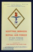 1944 Scarce Scottish Services v RAF Rugby Programme: New Year’s Day 1944 at Myreside, Edinburgh, for