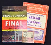 1971 Arsenal double season FAC final programme, singing sheet, match ticket for south stand seat (
