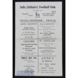 1956 Yorkshire League Cup Final match programme SALTS (Saltaire) v Halifax Town (reserves) 23