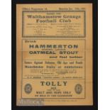 1930/31 Walthamstow Grange v Chelmsford 17 January London League. Fold, tear to fold at spine &
