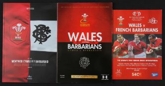 Wales v Baabaas etc Recent Mint Rugby Programmes (3): v the Barbarians 2012 & 2019 and v the