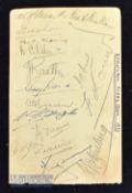 1933 South Africa Springbok Rugby Team Signed Album page with signatures in pencil and ink,