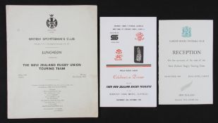 Rare Rugby Menus for visits of the All Blacks (3): 1970s and 1980s, rare items: British Sportsman’