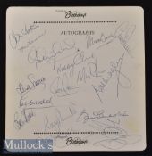 Multi-Signed Manchester United European Double (1968-1991) Dinner Menu with signatures including