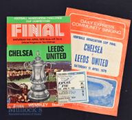 1970 FA Cup Final Chelsea v Leeds Utd programme with south stand ticket & community singing