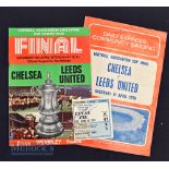 1970 FA Cup Final Chelsea v Leeds Utd programme with south stand ticket & community singing