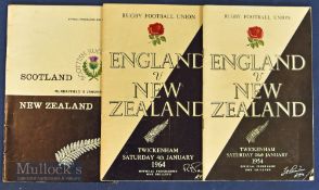 1954/1964 New Zealand All Blacks Test Rugby Programmes (3): Internationals v England at Twickenham