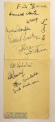Signed 1948 England FA XI album page dated 27/10/48 featuring Metcalfe, Streten Common, Baily,