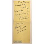 Signed 1948 England FA XI album page dated 27/10/48 featuring Metcalfe, Streten Common, Baily,