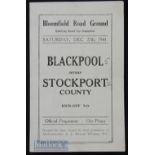War League (Cup qualifying) 1941/42 Blackpool v Stockport County 27 December 1941 at Bloomfield