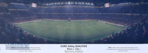 Euro 2004 Wales v Italy football print at Millennium stadium framed measures 103x42cm approx