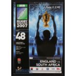 2007 Rugby World Cup Final Rugby Programme: S Africa’s narrow squeak over England in the Paris final