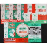 Selection of Ireland v England international match programmes 1956,1958, 1960, 1962, 1964, 1969,