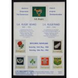 1964 SA Rugby Board 75th Year Rugby Programmes (2): As ever, it seems, in S Africa, two different