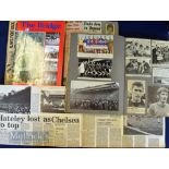 Collection of Chelsea FC scrapbooks covering 1960s/1970s with multiple newspaper cuttings of photos,