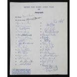 1968 British Lions to South Africa Autograph Sheet: On official headed notepaper, fully signed by 32