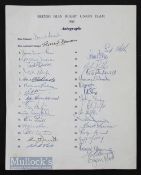 1968 British Lions to South Africa Autograph Sheet: On official headed notepaper, fully signed by 32